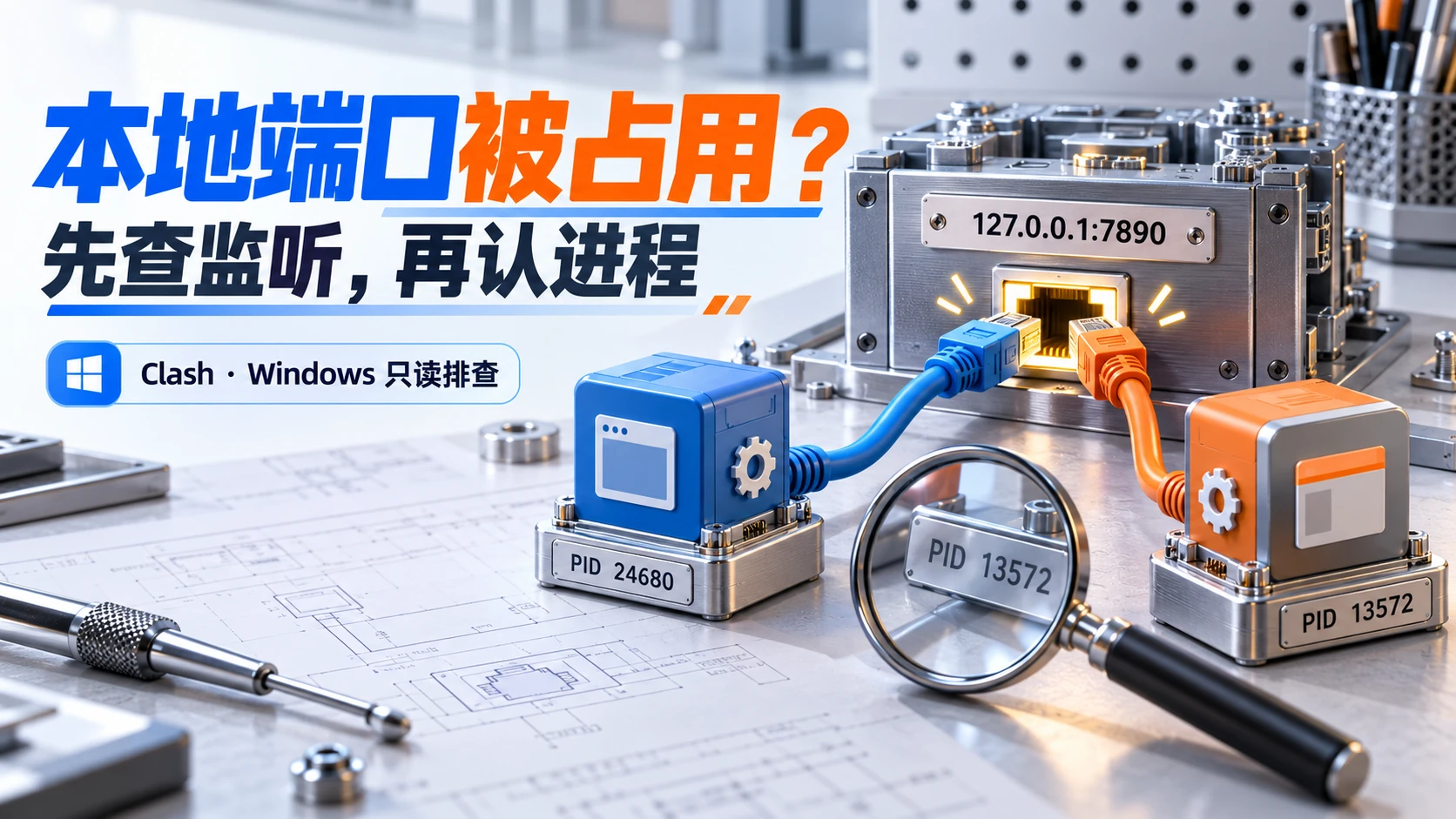 Clash提示本地端口被占用:监听地址、进程归属与端口用途分别核对的原创封面